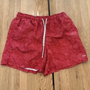 Southern‎ Marsh Swim Trunks Mens Medium Red Floral Lined 5.5" Inseam